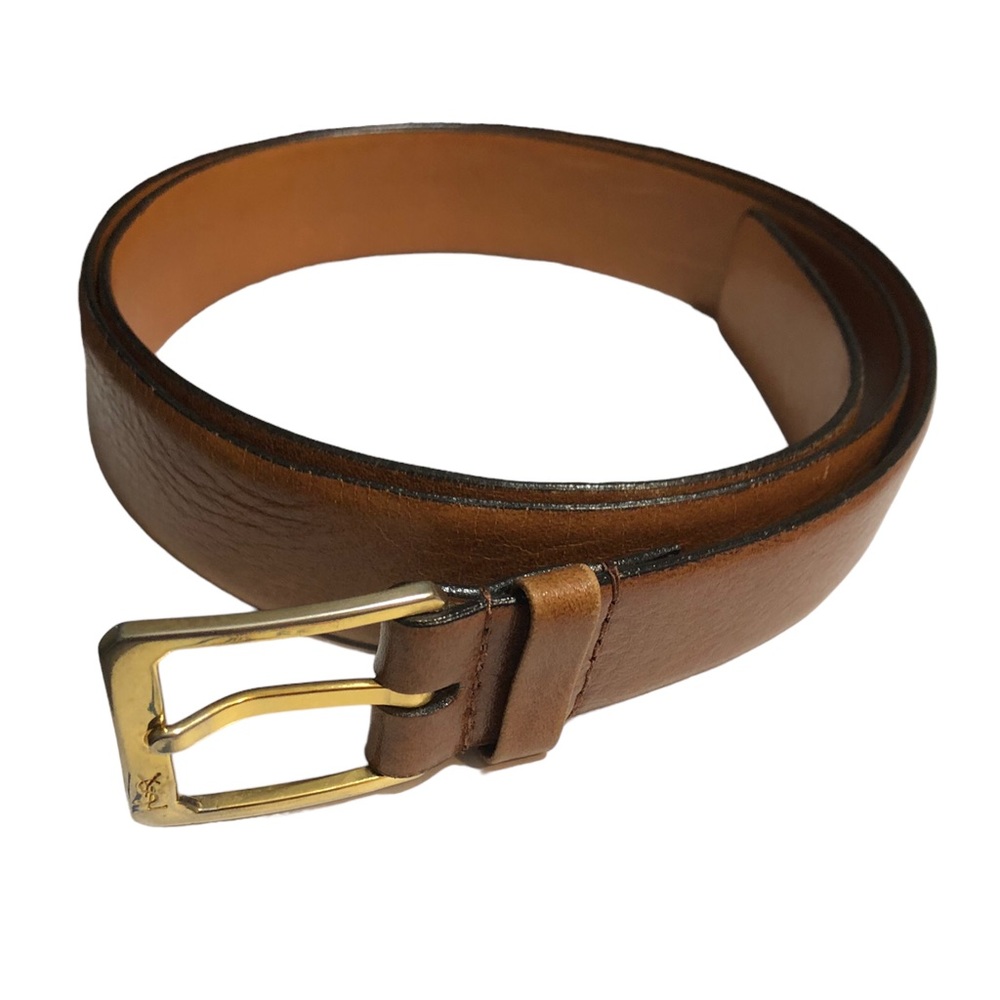 YSL Light Brown Burnished Leather Belt VINTAGE